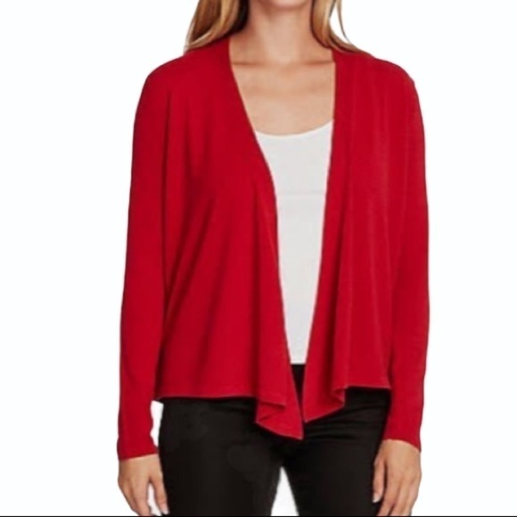 Cyrus Open Front Hi-Low Cardigan Red Medium - Picture 8 of 8